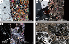 3rdステージで形成された割れ目充填鉱物の顕微鏡観察における産状の画像
