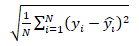 √(1/N ∑_(i=1)^N▒(y_i-(y_i ) ̂ )^2 )