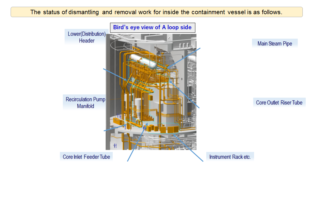 The status of dismantling and removal work for inside the containment vessel is as follows.