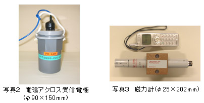電磁アクロス受信電極と磁力計