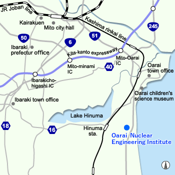Location of Oarai Nuclear Engineering Institute
