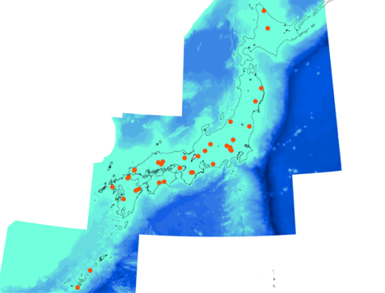 図　日本の観光鍾乳洞