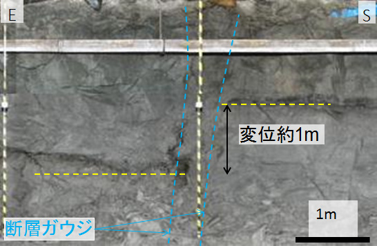 主立坑断層の性状の画像