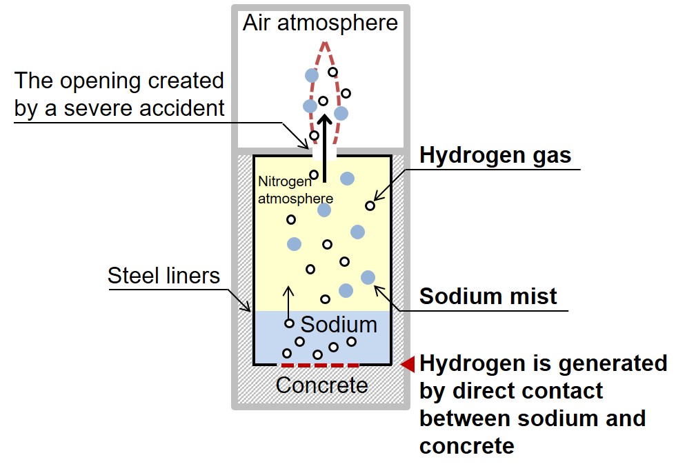 Schematic diagram of how hydrogen gas is generated in a severe accident image