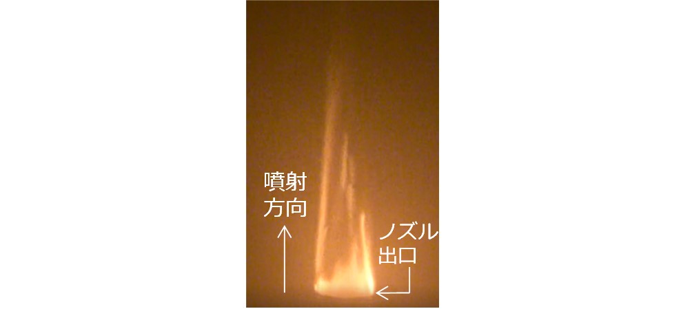 バーナー状に燃える水素とナトリウムの火炎の写真