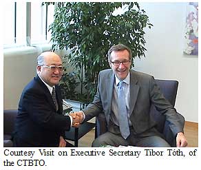 Courtesy Visit on Executive Secretary Tibor Tóth, of the CTBTO.