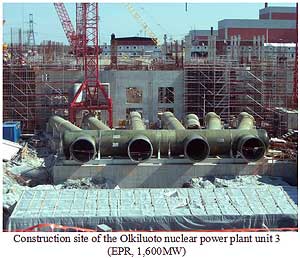 Construction site of the Olkiluoto nuclear power plant unit 3 (EPR, 1,600MW)